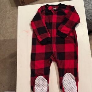 NWOT Children’s place Buffalo Plaid Red and Black Kids Footie Pajamas